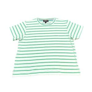 AYR Practice Tee Womens Small Green Stripe Crop Classic Preppy